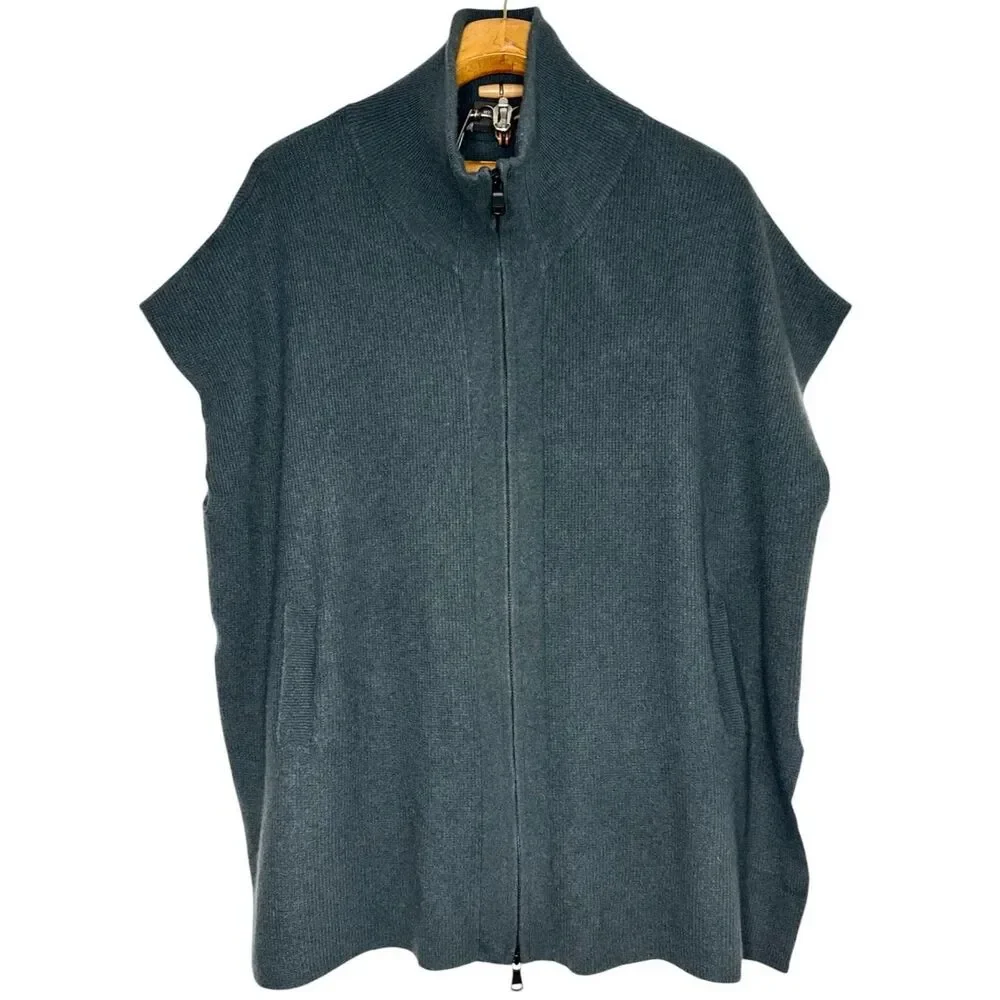 Pure Armici Knit Sleeveless 100% Cashmere Zip Front Sweater Cardigan Sz: OS